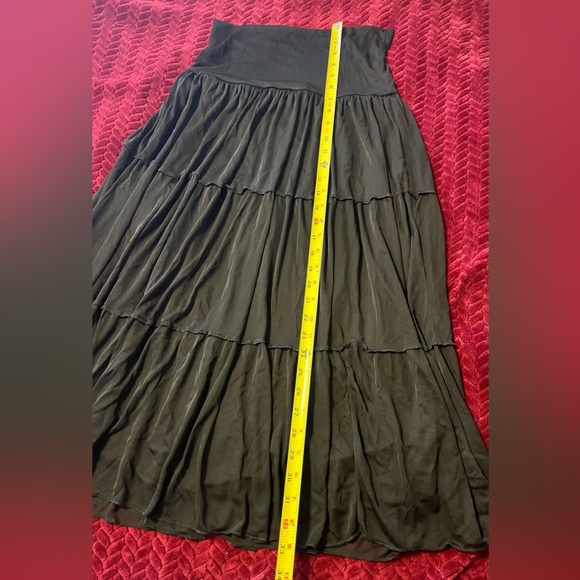 EUC Vintage Iz Byer Black Ruched fold over High Waist Skirt Large - Picture 8 of 8